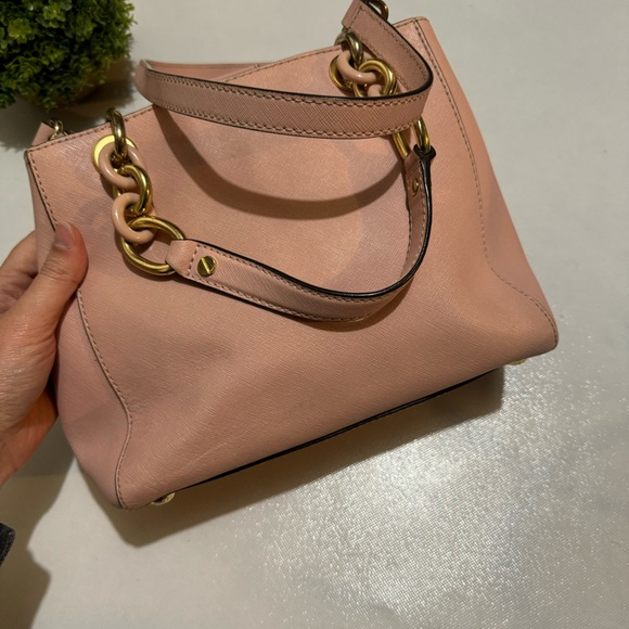 Michael Kors Cynthia Small Satchel‎ Crossbody Shoulder Bag Purse Pale Light Pink - Picture 1 of 10